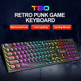 Mua KEYBOARD T-Wolf T80 Giả Cơ Bàn Phím tròn Usb Led ( 3 màu đen- trắng - hồng )