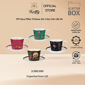 Portmeirion Sara Miller Chelsea Set 4 bộ chén đĩa lót Nhập khẩu Anh Quốc