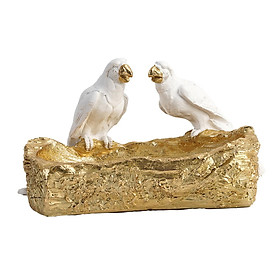 Resin Parrot Statues Vanity Tray Figurine Sculptures Living Room Storage Box