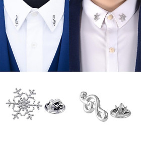 2 Pieces Musical Note Snowflake Brooch Corsage Banquet Scarf Pins Wedding