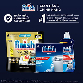 Combo Finish: Viên rửa chén Ultimate 18 viên + Nước làm bóng 500ml + Muối rửa chén 2kg