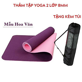 Thảm Tập Yoga 2 Lớp TPE Độ Dày Chuẩn 6mm (KÈM TÚI ĐỰNG), Thảm Tập Gym Chống Trơn Trượt Và Không Thấm Mồ Hôi Cao Cấp