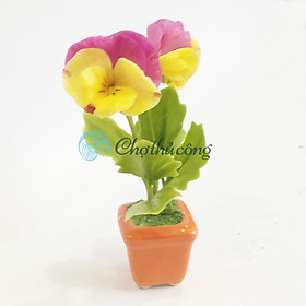 Chậu hoa đất sét mini - Cây hoa păng xê / panse / tử la lan (phát màu ngẫu nhiên) - Quà tặng trang trí handmade