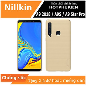 Ốp Lưng Sần chống sốc cho Samsung Galaxy A9 2018 / A9S / A9 Star Pro hiệu Nillkin Super Frosted Shield đính kèm giá đỡ - hàng nhập khẩu