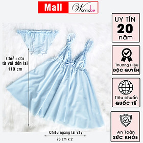 Đầm ngủ sexy WANNABE DNC07 váy ngủ lưới trong suốt xuyên thấu 2 dây vai nhúng bèo nữ tính, gợi cảm