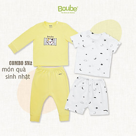 Combo SN02 quà tặng sinh nhật 1 tuổi đáng yêu cho các em bé Boube, Vải cotton organic thoáng mát - Size 9-18M