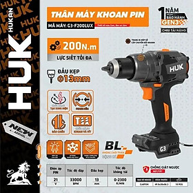 THÂN MÁY KHOAN PIN 21V 13MM ANTI KICKBACK BODYG3-F200LUX HUKAN -HÀNG CHÍNH HÃNG