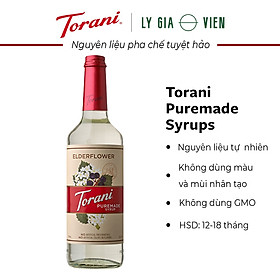Sirô Hương Vị Hoa Cơm Cháy Torani Puremade Elderflower Syrup 750ml Mỹ