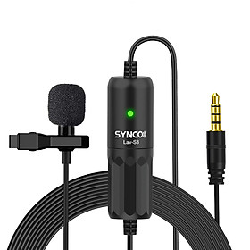 SYNCO Lav-S8 Lavalier Microphone Clip-on Omnidirectional Lapel Mic Noise Reduction Auto-Pairing 8M/ 26.2ft  Cable