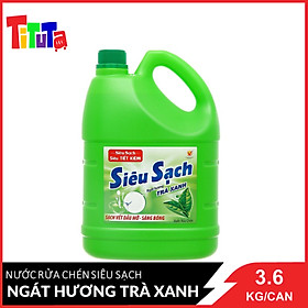 Nước Rửa Chén Siêu Sạch Ngát Hương Trà Xanh 3.6Kg/Can