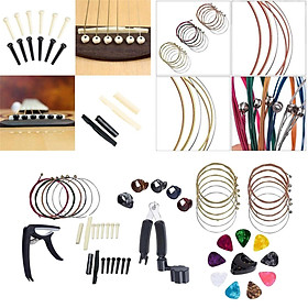 51Pcs All-in-one Guitar Accessories Acoustic Strings, Capo, Picks Bridge Pins