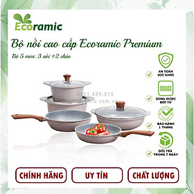 Mua Bộ nồi chảo cao cấp 5 món Ecoramic Premium siêu chống dính  siêu bền - Hàng chính hãng