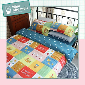 Bộ Chăn Ga Gối Cotton 3Dm6/m8/2m-Tiệm Nhà MêuSet 4 Món 2 Vỏ gối ,drap , vỏ chăn Cotton 80% Trà Sữa Đẹp
