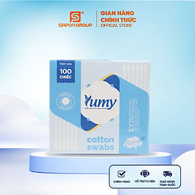 Combo 2 hộp tăm bông YUMY 100 chiếc/hộp thân nhựa cho người lớn đầu tròn đầu xoắn (TB11_024)
