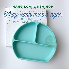 Mua Hàng loại 1 có nắp đậy và hộp - Khay ăn dặm silicon chống lật tròn 4 ngăn cho bé