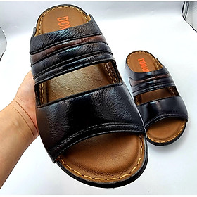 DÉP NAM DA BÒ THẬT 100% -KIỂU 2 QUAI ĐẲNG CẤP -ĐẾ CAO SU CAO CẤP