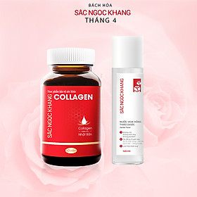 Combo dưỡng da bên trong viên uống Collagen 60 viên và dưỡng da bên ngoài Nước hoa hồng 145ml (Sắc Ngọc Khang)