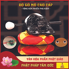 Bộ gõ mõ tụng kinh giảm căng thẳng stress, trang trí nhà cửa tặng mắt, viên ngọc- 3.5 inch (Cỡ lớn)