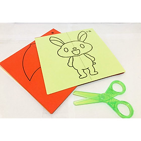 Bộ Đồ Chơi Cắt Giấy Thủ Công Cho Bé 95 tấm hình 9 màu khác nhau, kích thích phát triển trí não