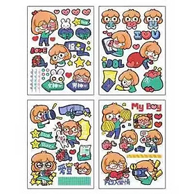 Set 4 tờ stickers nhiều chủ đề dễ thương xinh xắn