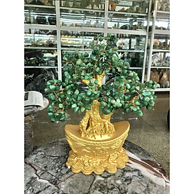 Mua Cây Tài Lộc phong thủy đá thạch anh xanh với đế hình thỏi vàng để bàn làm việc  bàn thờ thần tài - Cao 30 cm