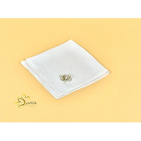 SEN Silk Handkerchief Embroidery - Khăn Tay Thêu Hoa Sen Gothic 35x35cm - Quà Tặng Handmade - Khăn Lụa Cao Cấp Việt Nam