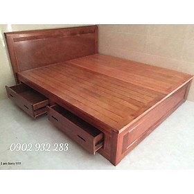 Giường ngủ hộc kéo gỗ xoan đào lào dạt phản kích thước 1m6x2m và 1m8x2m  - Đồ Gỗ Mạnh Hùng