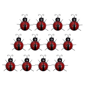 12Pcs Mini Metal Ladybug Fence Hanger Wall Hanging Outdoor Garden Decor 10cm