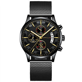 Đồng hồ đeo tay nam CRRJU 2261 Man Quartz  phát sáng Chronograph-Vàng đen-Lưới-Màu đen-Size Lưới thép