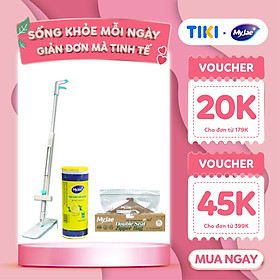 Mua Combo Cây lau nhà phun sương kèm túi rác mùi hương lavender kèm túi zip size XL thân thiện với môi trường