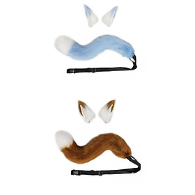 2Pcs Faux Wolf Ears Tail Cosplay Set for Party Decor