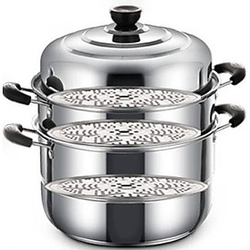 Mua Nồi hấp INOX 3 tầng tiện dụng  nấu 1 lúc nhiều món