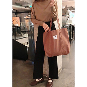 Túi vải tote đeo vai nữ Hàn Quốc thiết kế basic, size lớn. T023