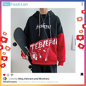 Nikafashion Áo Hoodie Nón Unisex Nam Nữ Chất Vải Nỉ Freesize 1 kích cỡ Form Dáng Rộng Dưới 65kg Mặc Đẹp T.E.B.I.E.P.A.I