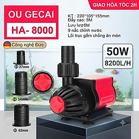 Máy Bơm Gecai HA 8000 (50W - 8200L/H) - Bơm Hồ Koi, Lọc Tràn, Thác Nước, Công Nghệ Đức, Siêu Êm