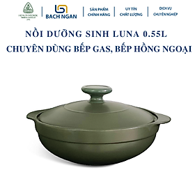 Mua Nồi Sứ dưỡng sinh Minh Long Luna 0.55 -  Có nắp - Dùng bếp gas  bếp hồng ngoại - Thích hợp kho cá  hầm cháo  luộc rau củ - tốt cho sức khỏe