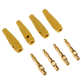4x 50mm Banan Plug TV Computer Cable Connector with Insulation Jacket Yellow