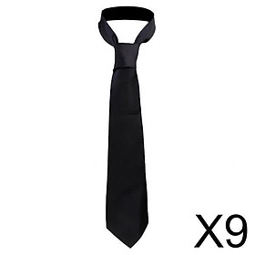 9xSolid Color Satin Neck Tie Necktie for Men - Black