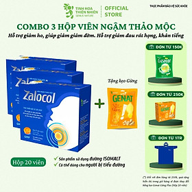 Combo 3 hộp viên ngậm Ho thảo mộc Zalocol Hỗ trợ giảm đờm, giảm đau rát họng, khản tiếng (Hộp 20 viên) - Genat