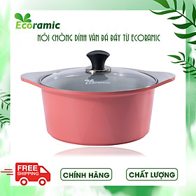 Nồi Đúc Chống Dính Vân Đá Đế Từ Ecoramic Chính Hãng Cao Cấp, Chống Dính, Dùng được cho mọi loại bếp