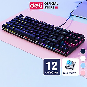 Bàn Phím Cơ Gaming Deli VS788 PRO LED RGB Chế Độ Nháy Cực Đẹp Khác Nhau, Phím Cơ Gõ Siêu Đã, Thiết Kế Nhỏ Gọn Tương Thích Với Laptop, PC, Máy Tính, Kiểu Dáng Gamer Game Thủ eSport Bàn Phím Văn Phòng - Hàng Chính Hãng