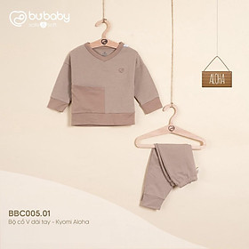 Bộ quần áo dài tay 5 màu Bamboo cotton Bu, Bu baby Kyomi Aloha cho bé 6m - 4Y - Cà phê