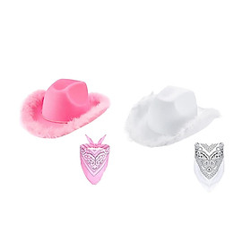 2x Cowboy Cowgirl Hat with Feathers Solid Color Fedora for Party Cosplay Ladies