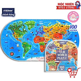 Hình ảnh Bộ xếp hình puzzle valy Mideer 100 mảnh ghép dành cho bé 4 tuổi trở lên - Chủ đề Thế giới chúng ta MD3027