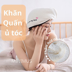 Khăn quấn tóc mau khô , khăn ủ  tóc mẫu mới , phù hợp cho tóc dài và ngắn ,thiết kế dạng mũ đội , vải cotton mềm siêu thấm hút , rất hợp với người bận rộn