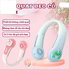 Mua QUẠT HOẠT HÌNH ĐEO QUÀNG CỔ TÍCH ĐIỆN  DỄ DÀNG SỬ DỤNG KHI ĐI NGOÀI TRỜI  HOẶC MẤT ĐIỆN - QUẠT MINI 3 TỐC ĐỘ GIÓ MÁT MẪU MỚI 2023