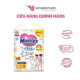 Bỉm quần Merries cộng miếng chính hãng XL38 + 6