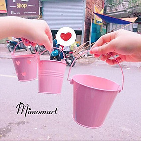 Mua Xô hồng trang trí phòng decor xô đựng đồ đa năng màu hồng Xô mini màu hồng trang trí nhà cửa