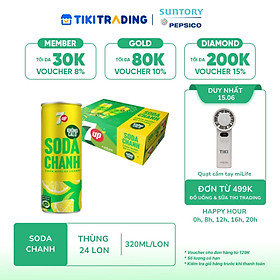 Thùng 24 Lon Nước Uống Có Gaz 7Up Soda Chanh (320ml/lon)