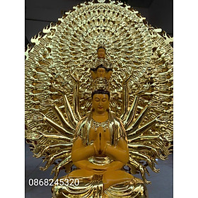 Mua Tượng điêu khắc  phật thiên thủ thiên nhãn ngài nghìn mắt nghìn tay bằng gỗ hương đá sơn pu giả cổ cao cấp kt 61×48×20cm